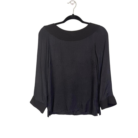 A.P.C. Rue Madame Paris Women Black Boat Pullover Long Cuff Sleeves Blouse Small - Picture 1 of 10